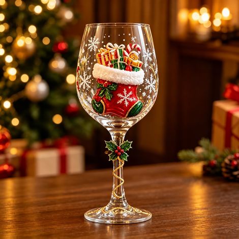 Verre à Pied Chaussette de Noël Coupe Festive en Verre Résistant 301-400 ml – Livraison gratuite