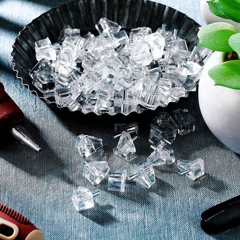 Cheville de Support pour Étagères Transparentes, Peg 3mm - Kit de 100 Cheville, Support Étagère Transparent PVC et Inox pour Bibliothèque, Closet et Pantry (1/4)