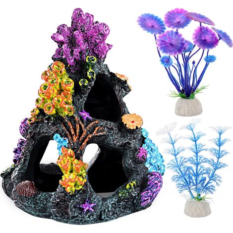 Fish Tank Decorations, Coral Reef Aquarium Decor Ornaments, 2 Aquarium Plants for Fish Tank Decoration Accessories (1/5)