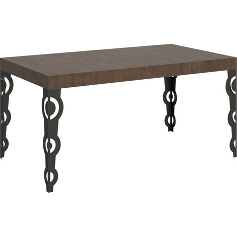 Table Extensible Karamay 160/244X80 Cm Pieds Noyer Anthracite (1/4)