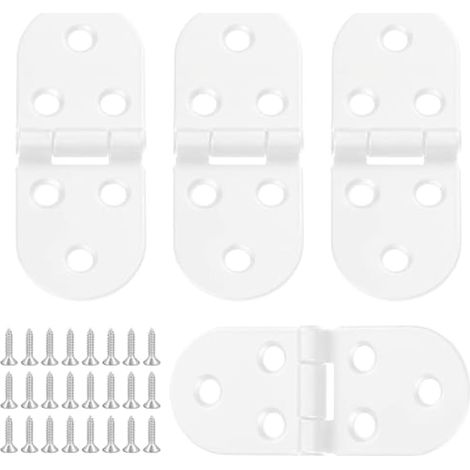 Lot de 4 charnières pliantes à 180° à bords arrondis pour meubles, avec vis, pour armoire (1/5)