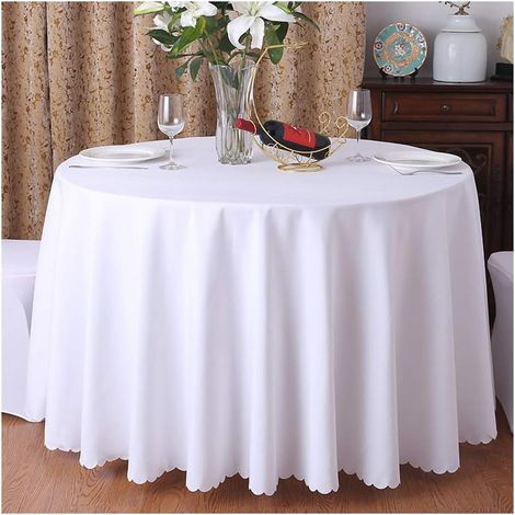 Nappe Ronde Maison hôtel Jupe de Table de Banquet Blanc 160cm de diamètre