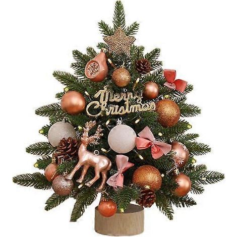 Mini sapin de Noël lumineux de 45 cm, sapin artificiel de table, fonctionne à piles, petit formatChampagne (1/5)
