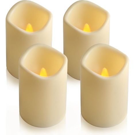 Set of 4 battery-operated, flameless LED tealight candles - 7.6 x 11.4 cm - Large size - 6-hour timer (1/5)