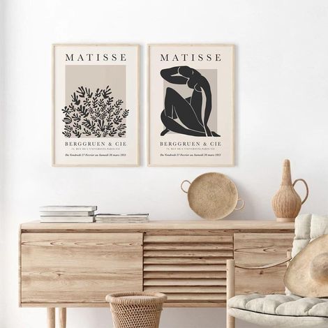 Lot de 2 Affiches 20x30cm sans Cadre, Henri Matisse Abstrait Botanique Nordique Toile Salon Chambre Déco Murale HD Peinture Aérographe (1/5)