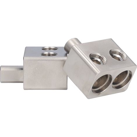 Adaptateurs de répartiteur en cuivre pur 1/0 AWG pour amplificateur auto, 2 pièces, réducteurs d'entrée double, distributeur de courant à une point deux, accessoires de câblage audio (1/5)