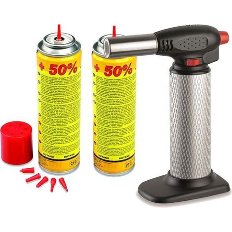 Kemper – Chalumeau soudeur à flamme bi-gaz – Allumage piézo – Utilisation 360° – 2 cartouches de gaz incluses – Réglage de flamme continu (1/3)