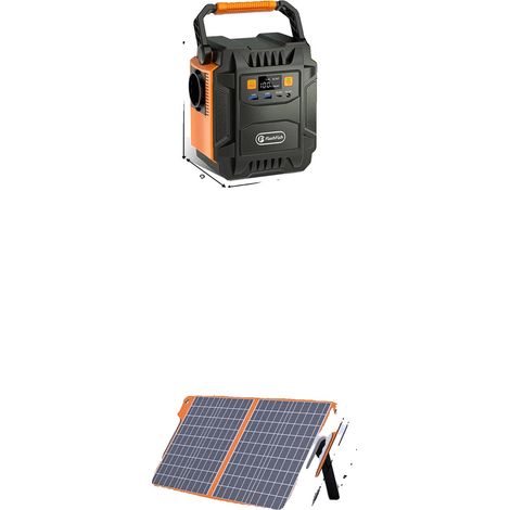 Estación de energía portátil, salida de 200 W, múltiples opciones de carga, 230 V A201 y panel (1/2)