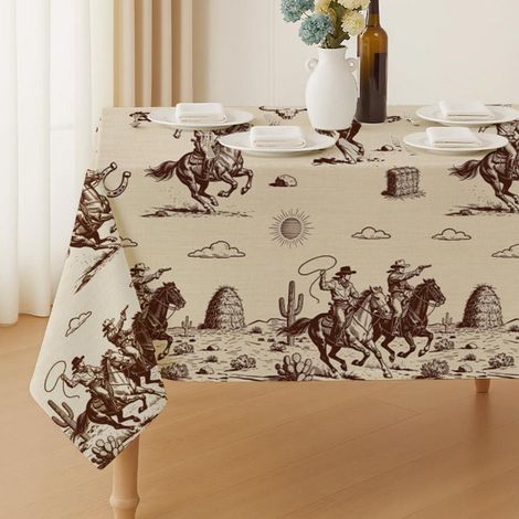 Tischdecke 213x152 cm abwaschbar, wasserabweisend, Western-Muster
