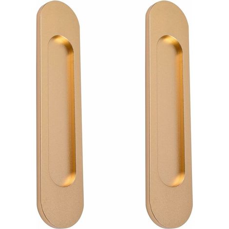 Poignée de porte coulissante ovale autocollante, sans poinçon, adaptée aux portes de grange coulissantes, fenêtres, placards (18 cm Or mat)