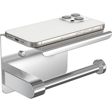 Wall-Mounted Toilet Paper Holder, Toilet Roll Holder, Toilet Paper Organizer, Paper Holder, Toilet Paper Holder (Silver) (1/5)