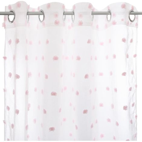 Cortina infantil 'Pompons' - blanca y rosa 140 x 240 cm - Atmosphera créateur d'intérieur (1/5)