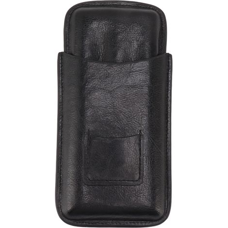 Étui à cigares en cuir noir, portable 3 doigts, humidificateur de voyage avec poche pour coupe-cigare, pour amateurs de cigares. (1/5)