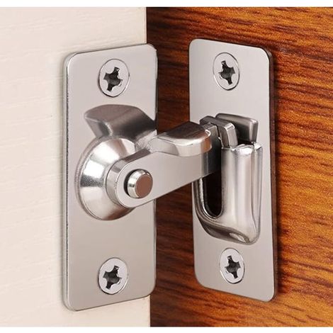 Serrure de porte en acier inoxydable à angle droit à 90 degrés, utilisée pour les clôtures en bois, les portes et fenêtres, les portes coulissantes (silver)