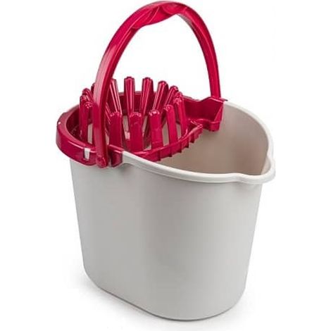 Cubo Fregona Escurrefacil menos esfuerzo para escurrir 14 Litros Rojo-Blanco (1/4)