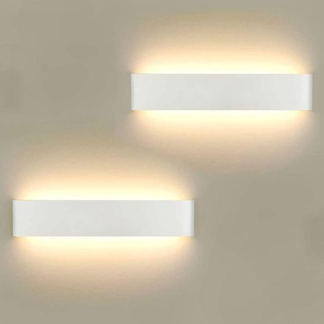 2er-Pack stilvolle weiße 36 cm 14W LED-Wandleuchten mit warmweißem Licht für Wohnzimmer, Badezimmer und Außenbereiche (1/2)