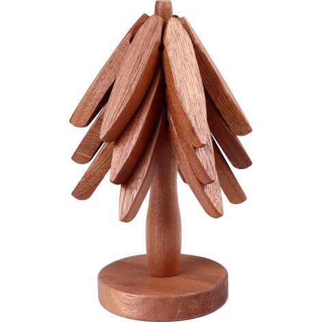 Wooden Trivets Set Heat Resistance Prevents Scald Innovative Wealth Tree Shaped Wood Trivet Mat for Hot Dishes Pot Bowl Teapot (1/5)