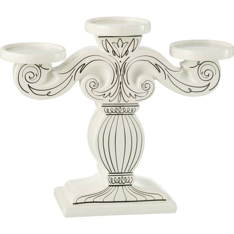 Chandelier décoratif blanc noir en polyresine style classique - Blanc ivoire avec motifs noirs (1/2)