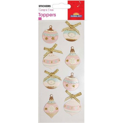 Stickers en relief - Boules de Noël pastel à paillettes (1/2)