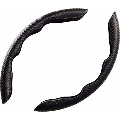 Housse de Volant Univers en pour Voiture, Lot de 2 Couvre-Volant Universels en Fibre de Carbone, Accessoire Intérieur, Ultra Léger, pour la Plupart des Voitures (Noir) (1/4)