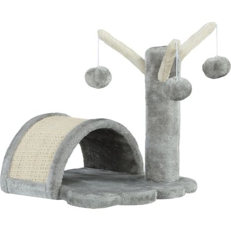 Árbol rascador para gatos 40 cm con cueva, 2 pelotas y alfombrilla gris claro HOMVRA (1/5)