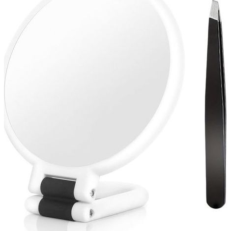 Miroir grossissant x30 - Miroir de poche avec poignée - Miroir double face grossissant x30/x1 - Miroir cosmétique pliable et portable, idéal pour les voyages - Indispensable pour un maquillage précis (1/5)