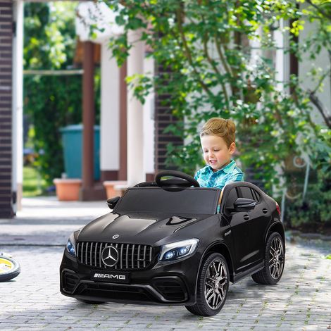 Voiture électrique pour enfants, 12 V, avec télécommande 2,4 GHz, 2 moteurs, klaxon, musique, ceinture de sécurité, pour enfants de 37 à 60 mois, noire