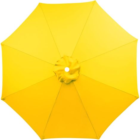 Housse de remplacement pour parasol de terrasse à 8 baleines de 2,7 m, housse de protection UV, toile de parasol jaune (1/4)