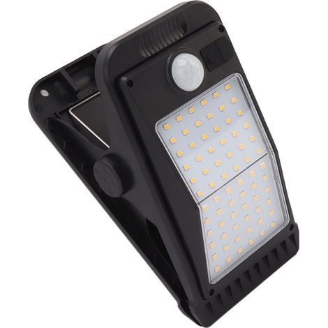 Lampe solaire à pince USB avec batterie intégrée, activation par détection de présence, 72 LED, lumière chaude, idéale pour l'extérieur (cour, jardin, terrasse). (1/5)