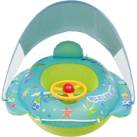 Baby-Schwimmring mit Sonnenschutz Baby-Pool-Schwimminsel, aufblasbarer PVC-Schwimmring für 1-4-Jährige, Spielzeug-Lenkrad mit Cartoon-Motiv für Sonnenschutz am Fluss (1/4)