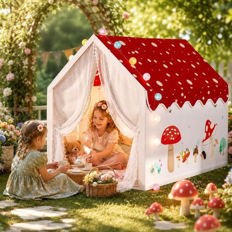 Tente Enfants Interieure, 2 Entrées Cabane Enfant Intérieur Exterieur, Tente de Jeu Tipi Maison de Jeux Intérieure pour Enfants, Tente Enfant Interieur pour Filles et Garçons 105x160x128cm (1/5)
