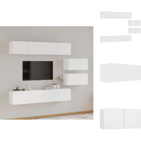 TV-Möbel - Living 6-tlg. TV-Schrank-Set Weiß Holzwerkstoff (1/5)