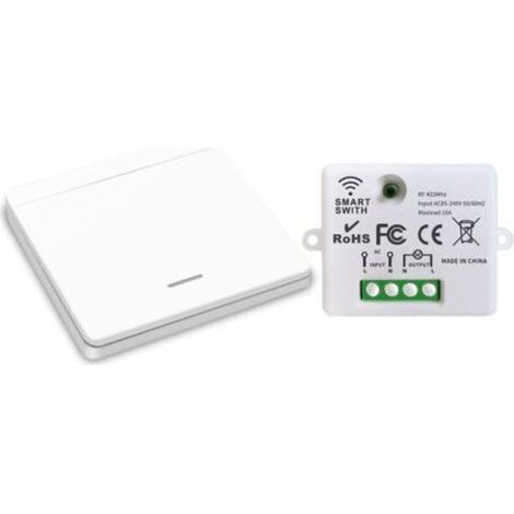 Interrupteur d'éclairage sans fil, interrupteur de sécurité de l'émetteur RF et contrôleur de récepteur 10A, installation facile pour lampe jusqu'à 1500W