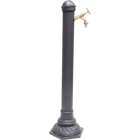 Fontana a colonna Pandora per casa giardino colore grigio ghisa con rubinetto in ottone a scelta : brunito