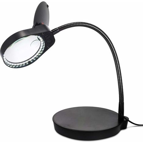 DEESSE SHOP - Lampe Loupe sur Pied 2 en 1 3x 10x Loupe de lecture avec Support LED 38pcs loupe eclairante pour Lumière du Jour Lumineux Lumières Travaux Manuels Industrie Electronique(Noir) (1/5)