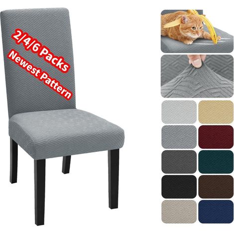 Stuhlhussen 4er Set, Stretch Hussen für Esszimmerstühle, Waschbar, Hellgrau (1/5)