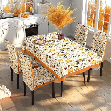 Nappe en tissu pour Thanksgiving, décoration automnale, housse de chaise pour la fête des récoltes, nouvelle nappe de restaurant, ensemble TC-286 (140 x 210 cm) (1/3)