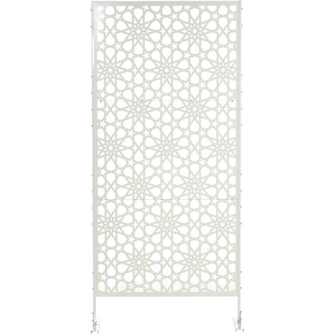Panneau brise vue décoratif extérieur blanc à motif en métal - 92 x 45 x 198 cm - Brise-Vent et Occultation Jardin (1/5)