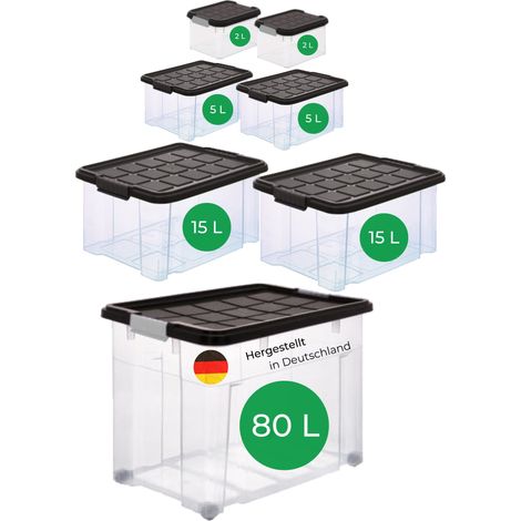 Novatool Aufbewahrungsbox Aufbewahrungsbox mit Deckel 1x80 L + 2x 15L + 2x 5L + 2x 2L (1/5)