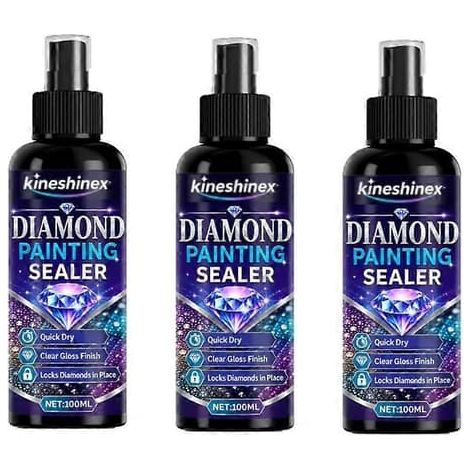 Spray de vernis brillant transparent pour peinture diamant 5D, puzzle et loisirs créatifs (3 flacons de 100 ml). (1/5)