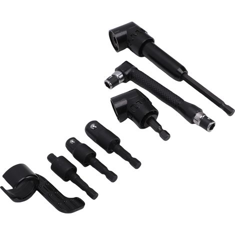 Porte-embout coudé à 105° avec adaptateurs de douilles rotatifs 1/4, 3/8 et 1/2 pouce pour perceuse électrique et tournevis à tige hexagonale 1/4 (1/5)