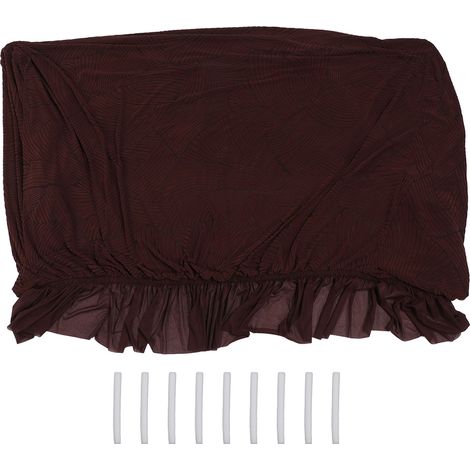 Sofa Cover All Inclusive Skirt Cationic Thickened 190‑230CM with Anti Skid Strip Couch Slipcover for 3 Seat Sofa Dark Brown