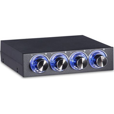 Contrôleur de vitesse et de température pour ventilateur d'ordinateur à 4 canaux avec LED bleue, réduisant la chaleur et offrant une protection contre la chaleur. (1/5)