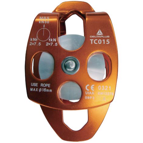 DELTA PLUS - Double poulie à flasques oscillantes - Aluminium - Longueur: Unique - Taille Unique - Couleur Orange