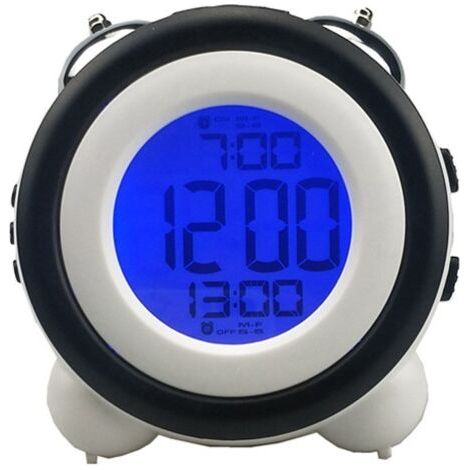 BUNTHAUS Réveil Intelligent, Lampe de Chevet en métal à Double Cloche, veilleuse avec capteur Intelligent, réveil électronique, Horloge Lumineuse pour Enfant (Noir)