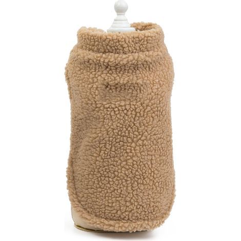 -EU(cou : 23 cm dos : 20 cm poitrine : 32 cm)Vêtements pour Animaux Manteau d\'hiver Chaud en Polaire pour Petit Chien Fleece Pullovers Chiot Chat Sweater Jumper Chihuahua Costume Marron S (1/5)