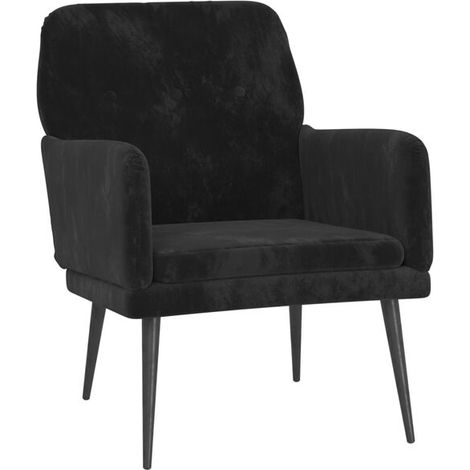 Fauteuil noir, 62x79x79 cm, velours. (1/5)