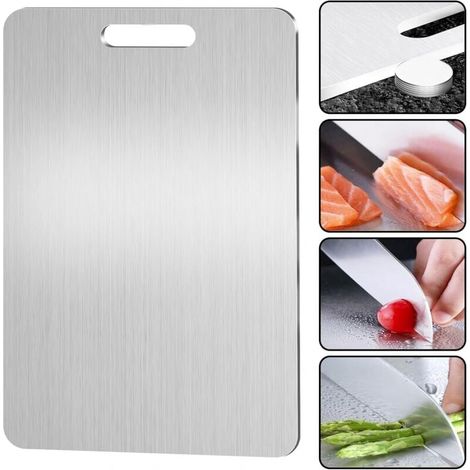Titanium Cutting Board - Stainless Steel on Both Sides - BPA Free - for Kitchen, Meat, Bread, Vegetables, Fruit (34 x 23 cm) MUMU (1/4)