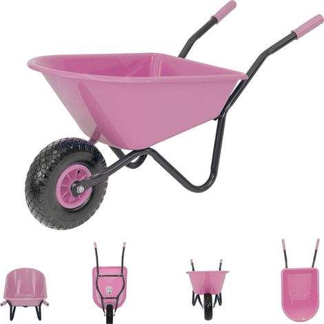 Kinderschubkarre uni rosa 40 kg 20L Kunststoffwanne Vollgummirad Schiebkarre Gartenkarre