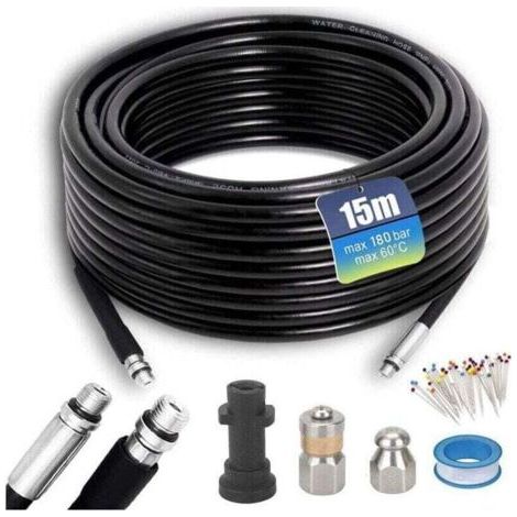 VURAHOME - Tuyau Déboucheur Canalisation karcher 15M, XU,180Bar 60℃, Furet karcher compatible avec adaptateurs pour Kärhcer K2, K3, K4, K5, K6, K7 accessoire - (1/4)